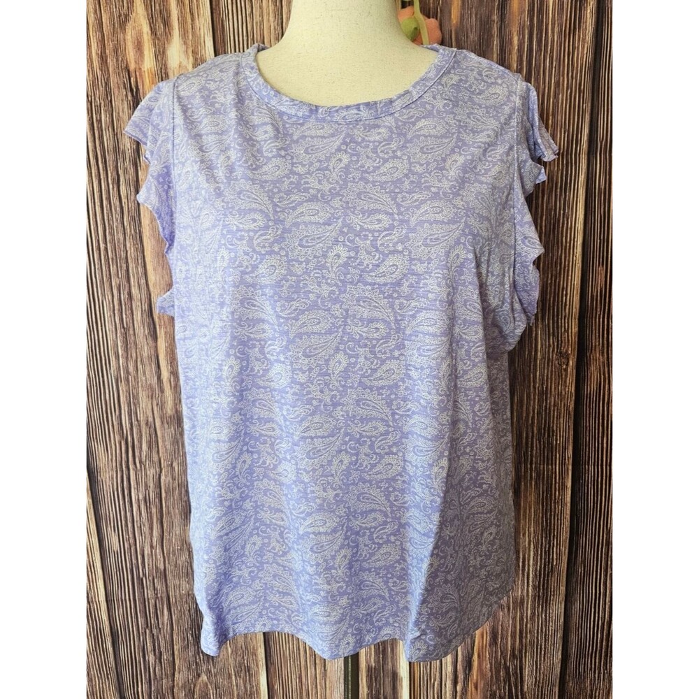 NWT Lee Ruffle Sleeve Printed Tee Plus Size 2X
